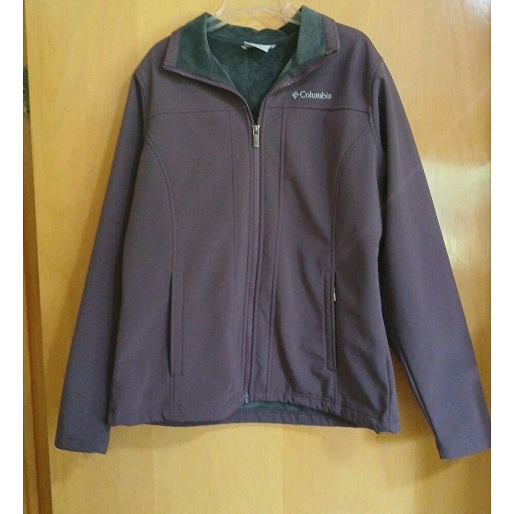 Columbia Women's Soft Shell Jacket Purple Full Zip Fleece Lined Size Medium M